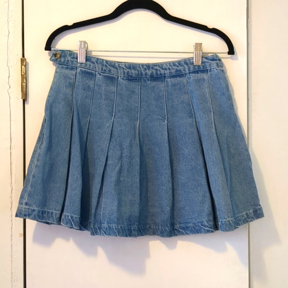 Japanese Denim Pleated Mini Skirt